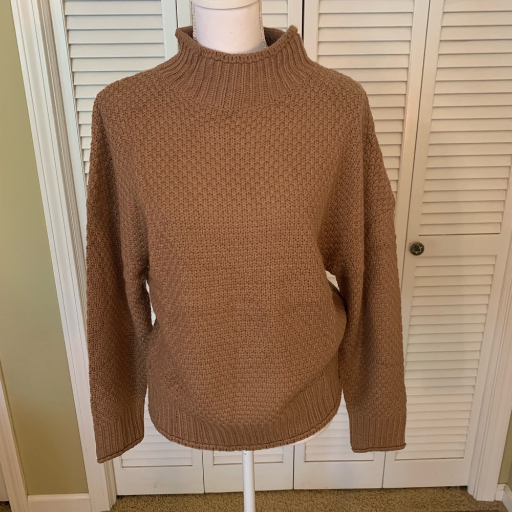 Zesica Light Brown Mock Neck Knit Sweater Size S NWT